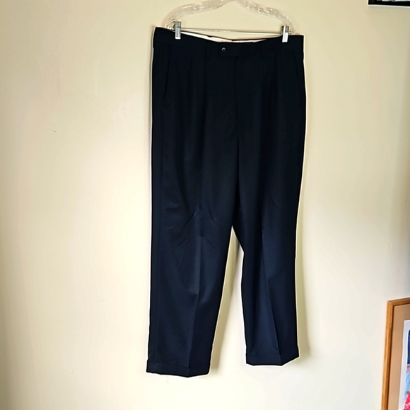 Alan Flusser GOLF Men’s cuffed flat front navy blue Pants 40x30 EUC - Picture 1 of 5